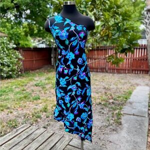 1980s/90s Nina Taylor Floral Asymmetrical Swim Dress